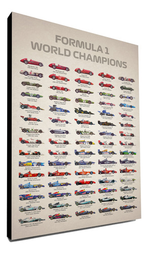 Cuadro Todos Los Campeones Historia Formula 1 H/2024 40x30cm Negro Negro