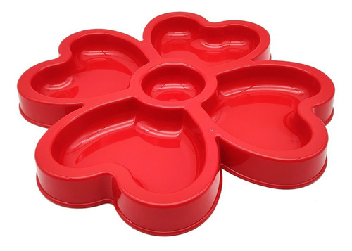 Petisqueira Petisco Plástica C/ 5 Divisórias 30cm Aperitivos Cor Vermelho