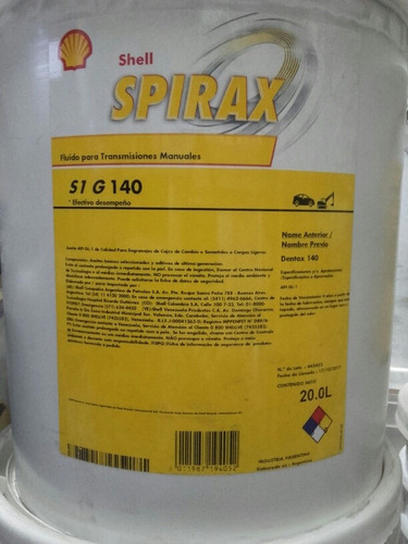 Aceite Shell Spirax S1 G 140 20 Litros
