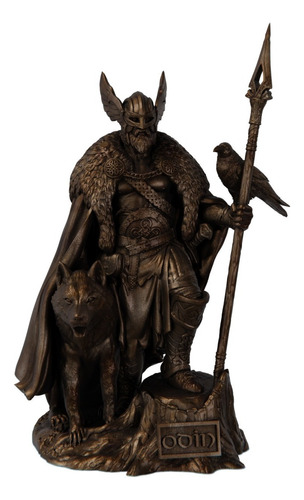 Estátua De Odin Deus Nórdico Valhalla - Estatueta Imagem Cor Cor Cobre Antigo