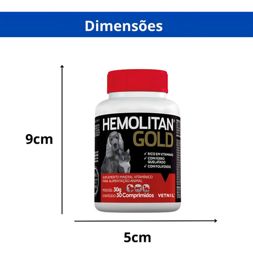 Kit 4 Hemolitan Gold Suplemento Vitaminico 30 Comprimidos