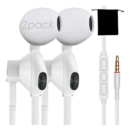 2 Auricular Microfono  Blanco Para Telefono Portatil iPad