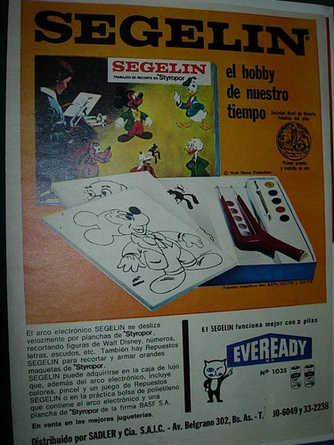 Clipping Publicidad Juguetes Segelin Hobby Eveready Sadler 