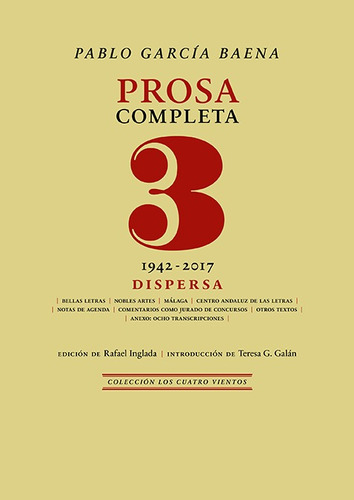 Prosa Completa, 3 - García Baena, Pablo  - *