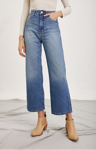 Jean Wide Leg Con Tachas Rimmel