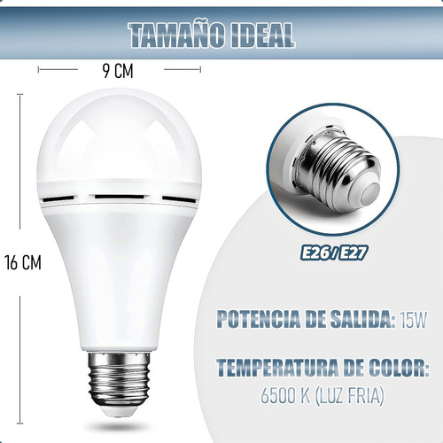 Ampolleta Recargable Led Ampolleta Inteligente 15w E27