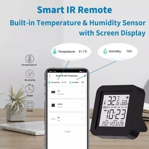 Imagem 3 de 9 de Sensor Temperatura Umidade Wifi C/emissor Ir Tuya Smart Life