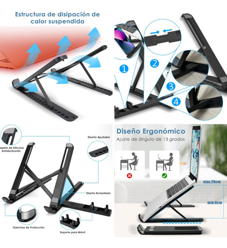 Soporte Para Laptop Ajustable Portátil Plegable Base Celular