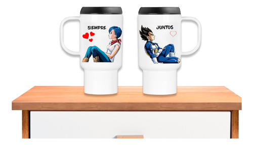 Jarro Térmico Vasos Bulma Y Vegeta Dragon Ball Z Novios 