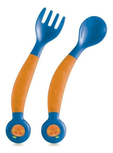 Garfo E Colher Flexiveis Funny Meal Laranjito Multikids Baby
