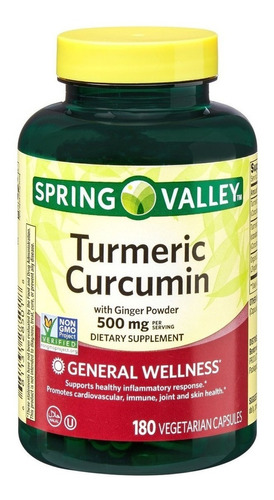 Turmeric Curcumin Curcuma + Jengibre 180 Caps Curcumina Sabor Sin sabor