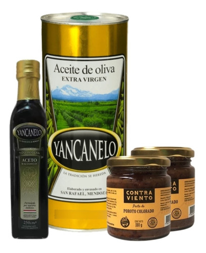 Aceite Oliva Yancanelo + Aceto + 2 Pastas Poroto Colorado