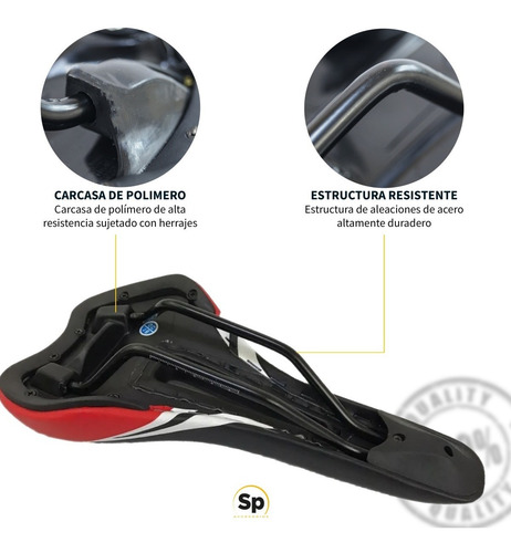 Imagen 4 de 8 de Asiento Negro/rojo Vzr Para Bicicleta Ruta / Montaña