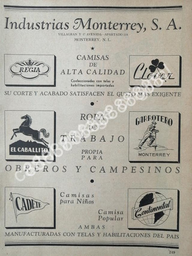 Cartel Retro Industrias Monterrey S.a Monterrey 1942