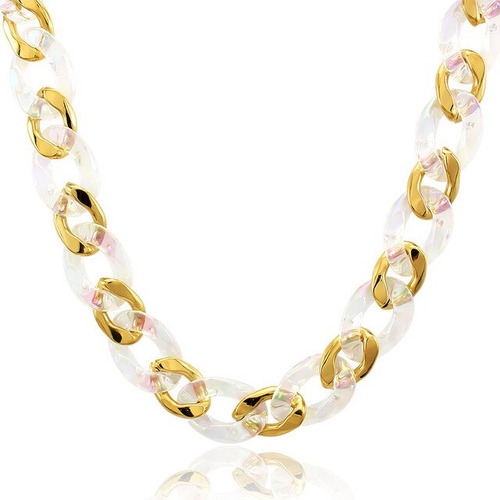 De Moda De Las Mujeres 18k Joyas Collar Dorado Con White