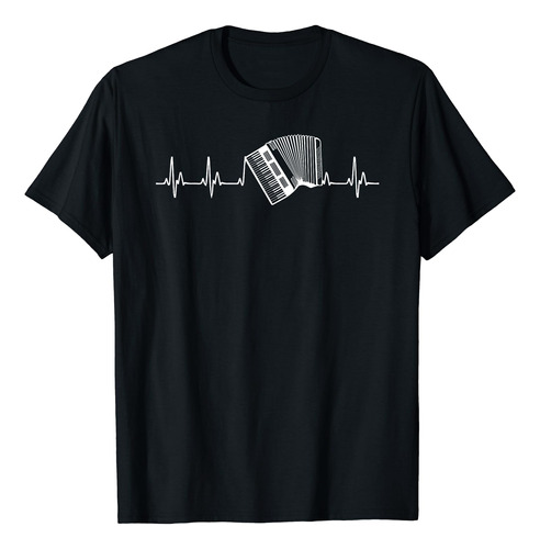 Music Is Life - Camisa De Acordeon Heartbeat, Negro, S