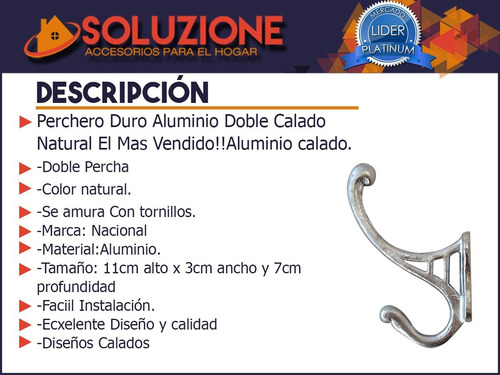 Perchero Duro Aluminio Doble Calado Natural El Mas Vendido!!