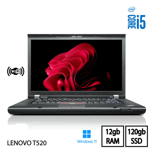 Laptop Lenovo T520 15.6  Core I5 12gbram 120gbssd Windows 11