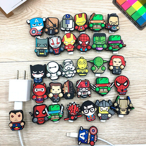Protector Cable Usb Cargador iPhone Android Súper Héroes