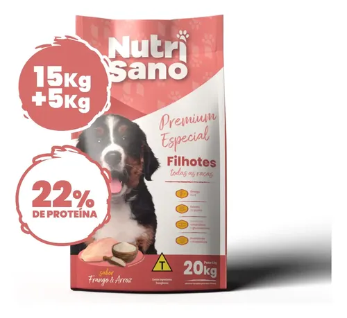Nutrisano Ração Cães Filhote Todas As Raças 20 Kg