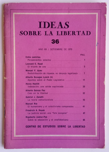 Revista Ideas Sobre La Libertad Alberto Benegas Lynch 1978