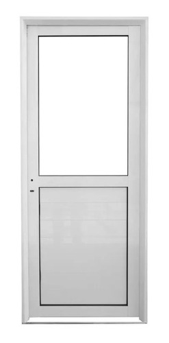 Puerta Aluminio Reforzada  Blanco 1/2 Vidrio Entero 90x200