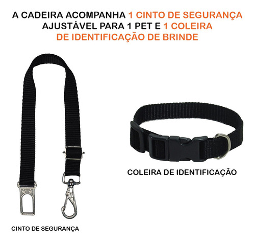 Cadeira Assento Grande Carro Para Pets Golden Border Collie Cor Preto
