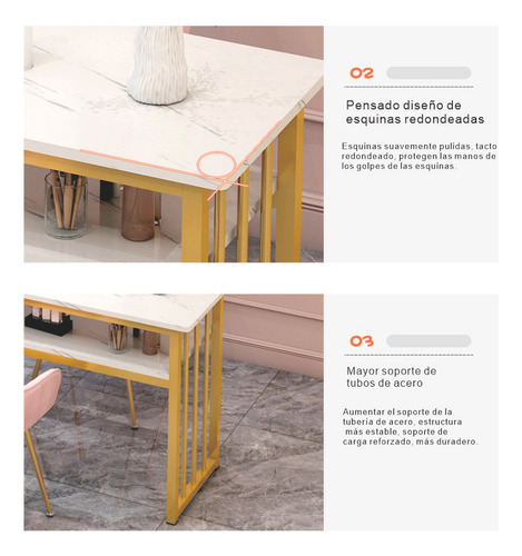 100cm Mesa Para Manicura Texturizada Marmol Con Un Cajón Y Tres Compartimentos Estilo Simple