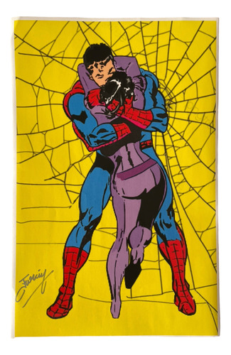 Poster De Spiderman Y Black Widow Autografo Jose Luis Duran (Usado)