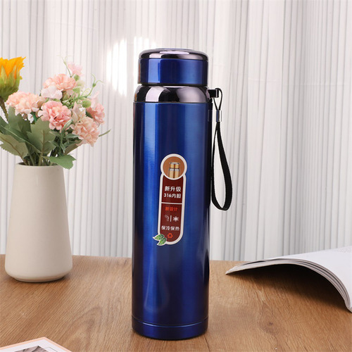 Termo 1 L Vaso Botella Acero Inoxidable Agua Fría/caliente Azul Oscuro