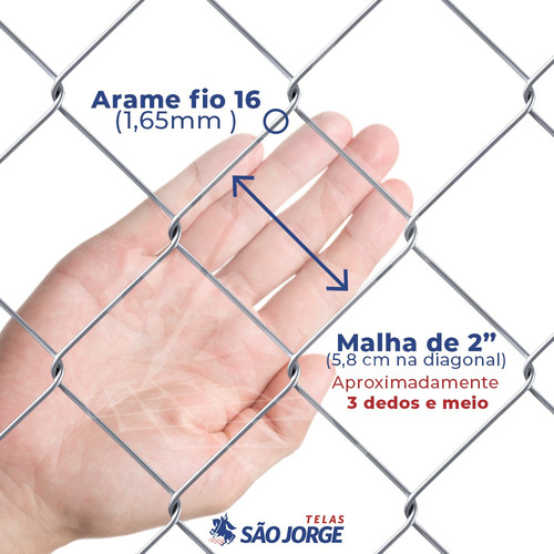 Imagem 2 de 5 de Tela Alambrado Cerca Galvanizada 2 F16 25x2,0m São Jorge