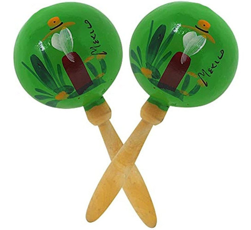 Instrumento Musical Maracas, Par Grande De Madera De Colores