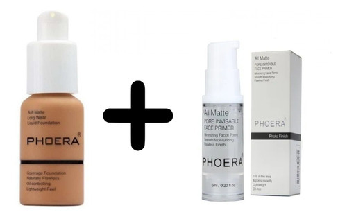 Base de maquiagem em creme Phoera Base Phoera + Primer Phoera Pore Invisible tom 102  -  kit de 2 unidades de 30mL 1oz