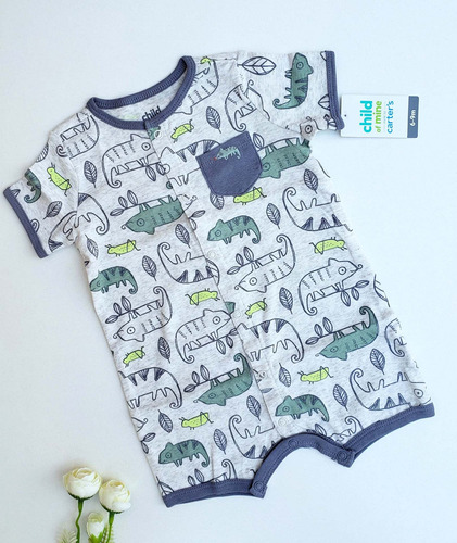 Monito Corto Bebe By Carters Gris Camaleon 6 Meses 