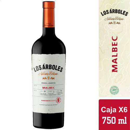 Vino Tinto Los Arboles Malbec Navarro Correas - Caja X6