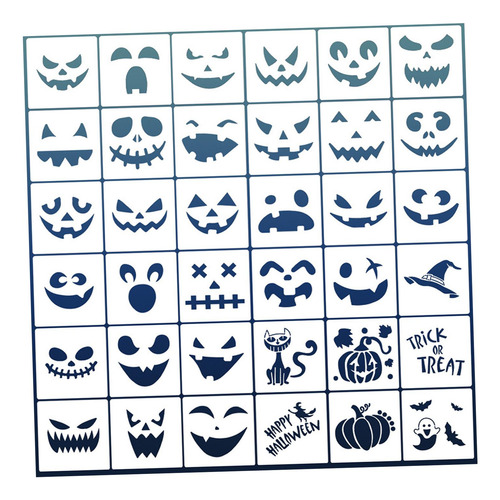 5 X 36 Plantillas Para Pintar Caras De Halloween, Plantillas