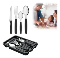 Comprar Faqueiro Jogo Conjunto Kit De Talheres - 25 Peças Com Estojo Cor Preto