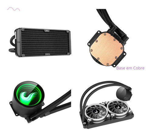 Water Cooler Gamer 240mm Rise Mode Rgb Processador Intel Amd