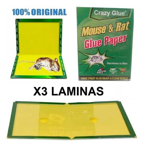 Combo Pega Cebo Mata Ratas Ratones Raton 3 Laminas 50 Gramos