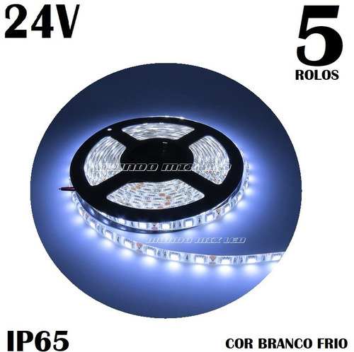 05rolos Fita De Led Ip65 Ónibus Caminhão 5050 24v Fria 6500k