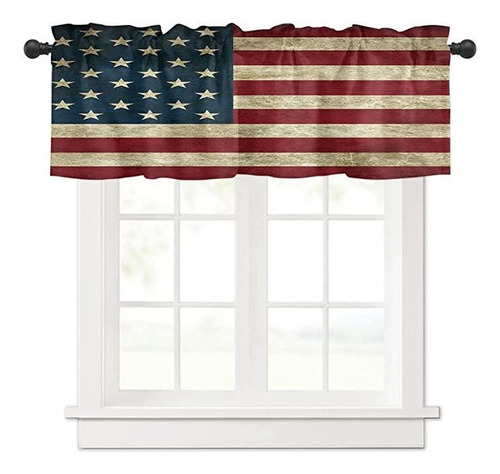 Retro American Flag 1 Panel Tier Small Window Treatment Cur