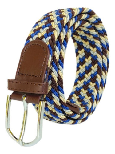 Cinturon Hombre Cinto Elastico Trenzado Premium Unitalla 4ca Color Azul Rey, Cafe, Beige Y Gris
