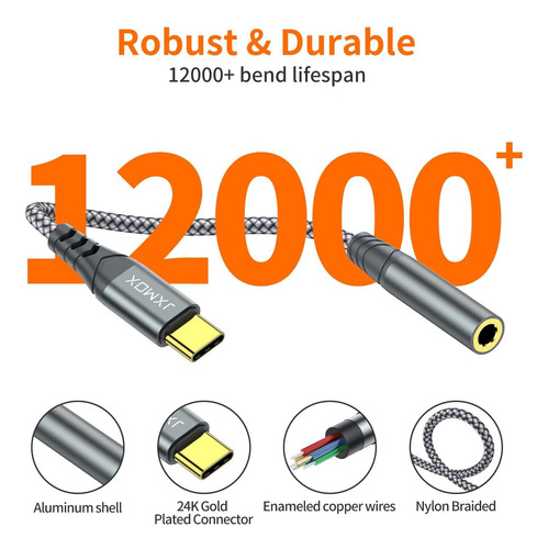 Jxmox Adaptador Usb Tipo C A Conector Hembra Para De 3,5 Mm,