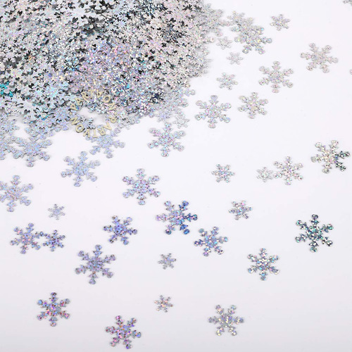Confeti De Navidad Copos De Nieve Plateados 1500 Unidades