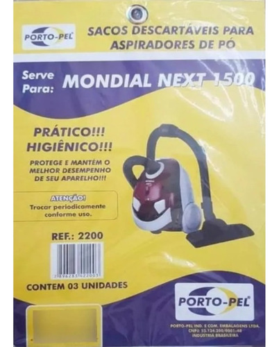 Saco Para Aspirador Mondial Next 1500 Ref. 2200