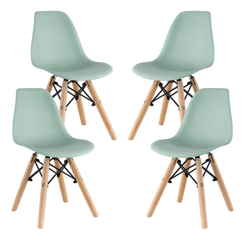 Set De Sillas Infantiles Etapa Preescolar Con Diseño Eames Color Verde