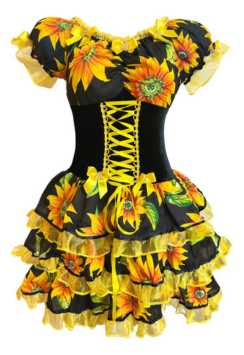 Vestido Caipira São João Festa Junina Quadrilha Adulto Luxo