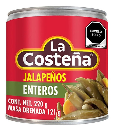 Caja Chiles Jalapeños La Costeña De 220 Grs Con 48 Latas