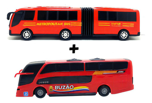 Kit 2 Ônibus Brinquedo Sanfona Grande Realista Para Presente