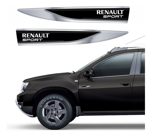 Adesivo Aplique Lateral Renault Duster Sport Resinado Res09 Cor cromado